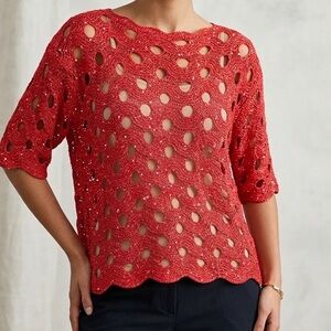 Frank Lyman Crochet Openwork  Sweater